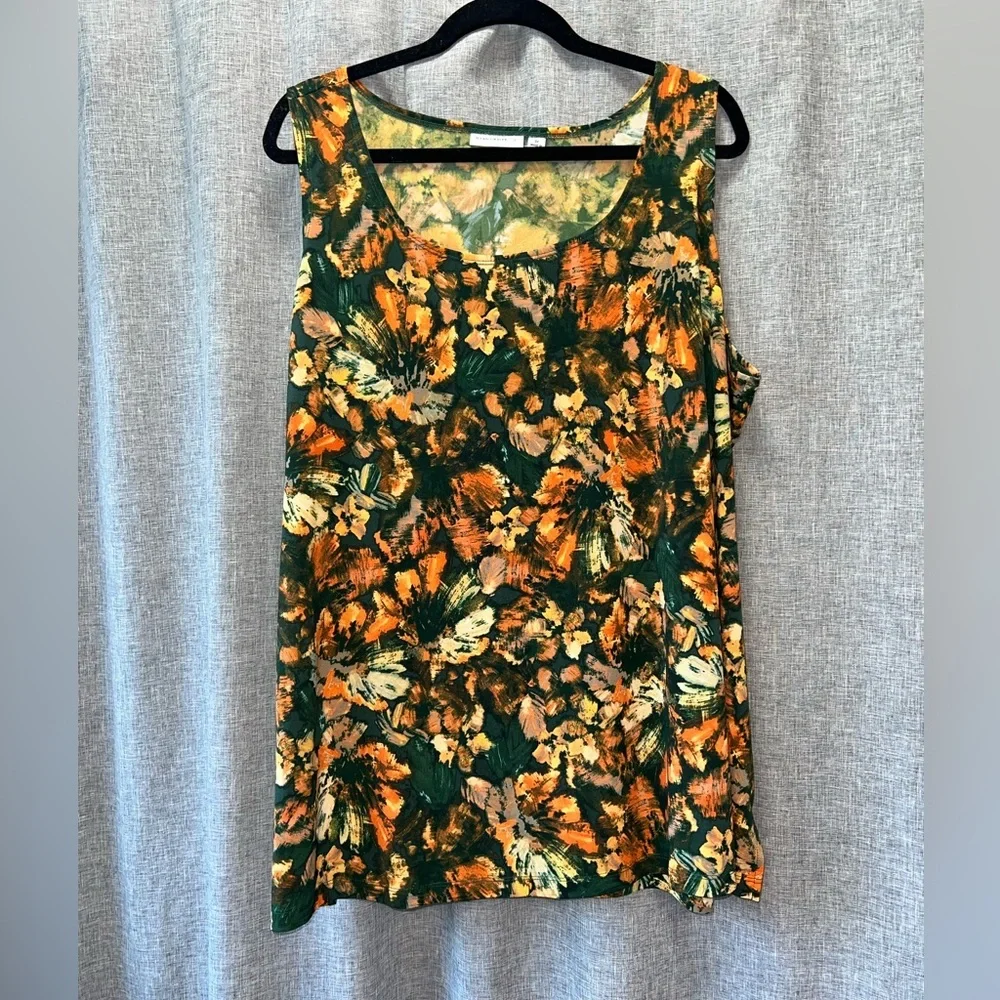 Women's Susan Graver Floral Sleeveless Tank Top Size 3X Like New